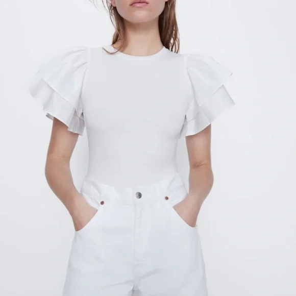 Zara TRF white jumpsuit with ruffles - Picture 2 of 5